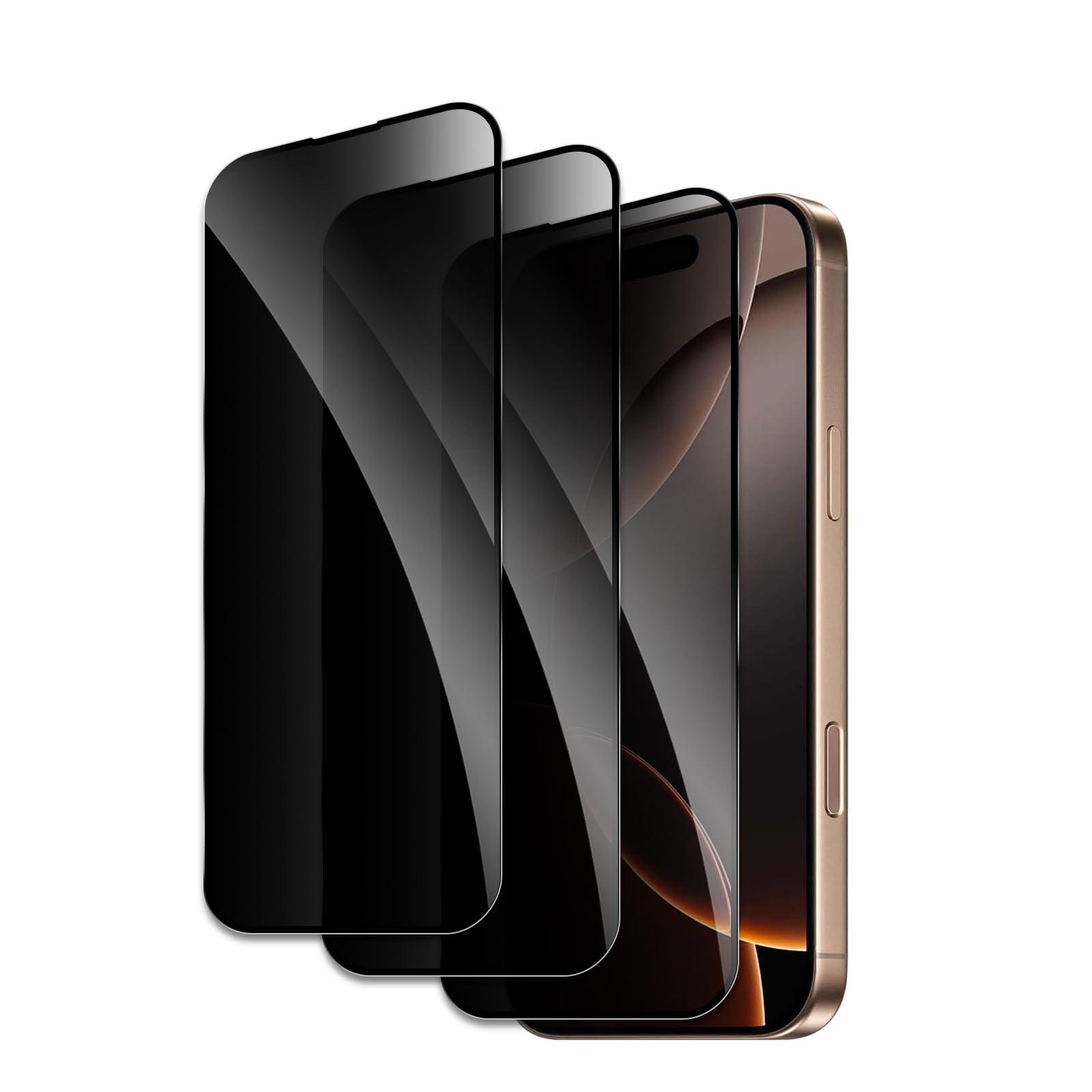 Pellicola protettiva per la privacy per iPhone 16 Pro, accessori in vetro temperato infrangibile, pellicola in vetro temperato anti spia, compatibile con custodie, ultra resistente, durezza 9H
