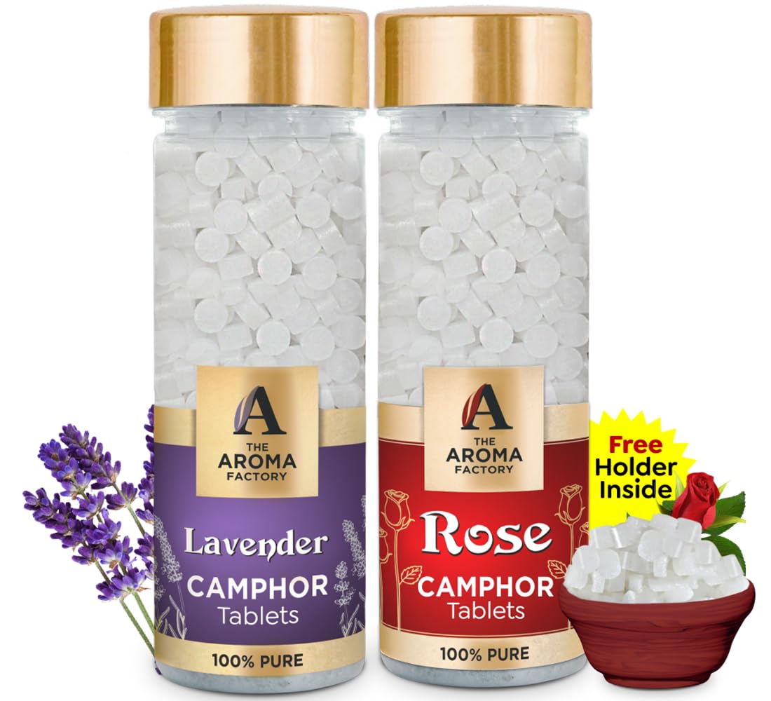 The Aroma Factory Pure Camphor Tablets, Lavender & Rose, Zero Residue Kapoor with Fragrance for Pooja, Aarti Kapur | Bottle Pack of 2 x 80gm (B0CLVD15DQ) Amazon Price History, Amazon Price Tracker
