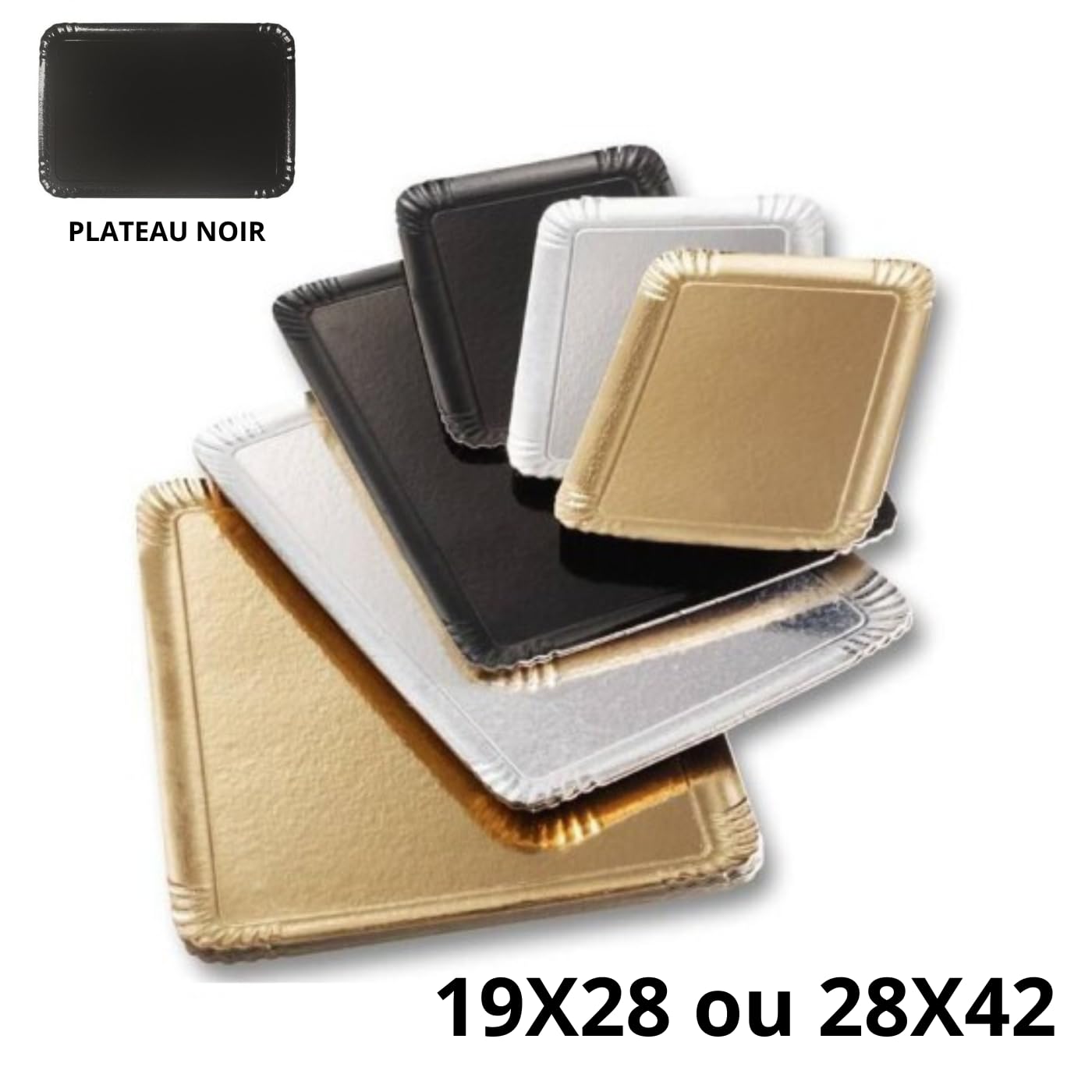 Plateau Traiteur Jetable | Lot de 100 Plateaux Noirs Carton Rigide | 19X28 cm | Service - Réception | Buffet Petits Fours Verrines, Pâtisseries | Sucré - Salé | Norme RSGP Alimentaire (noir, 19X28 cm)