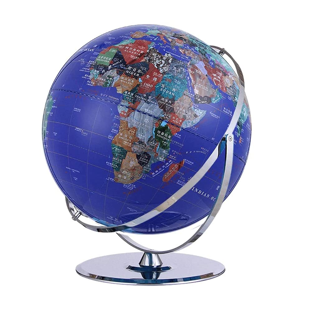 Belle Globes Globe du Monde illuminé Support en Argent Globe du Monde géographique Grand Globe éducatif pour la décoration de la Maison 16,5 Pouces Pratique Mode