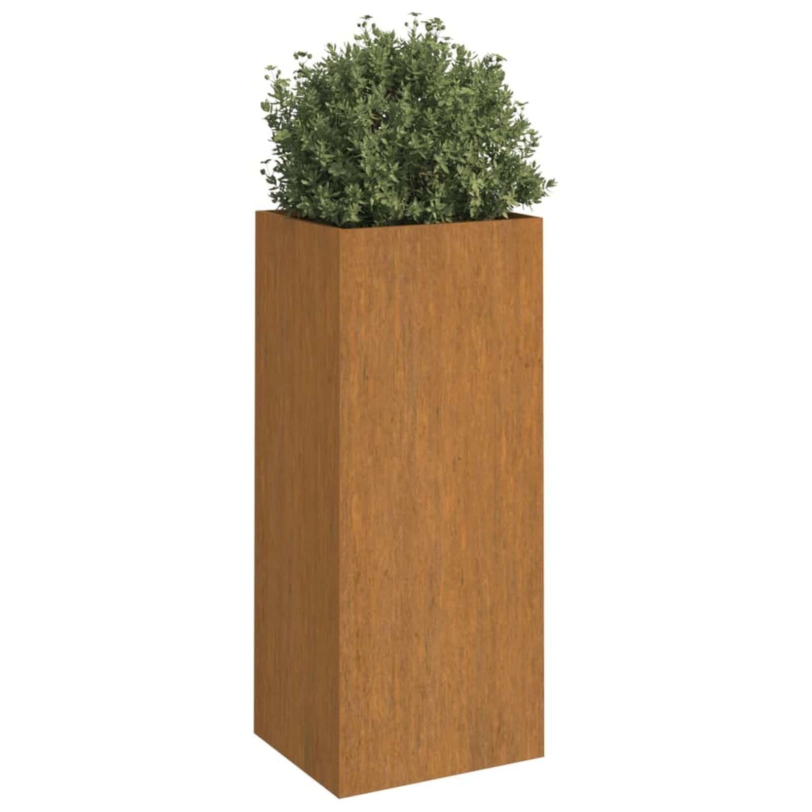 Sadzarka na kwiaty 32x27,5x75 cm Stal corten, ogrodnik na nogach, taca z kratką, taras ogrodniczy
