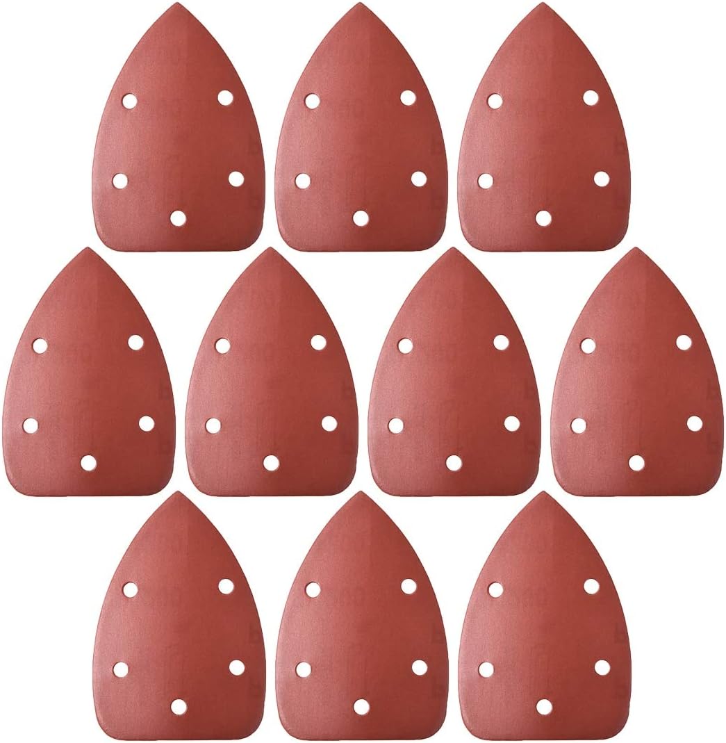 ABST26173 Abrasive 10Pcs Mouse Detail Sander Sandpaper Pads Flocking Sanding Paper Assorted 5 Hole To Metal Non-Metal Wood Rubber Glass - (Grit: 40 Grits)