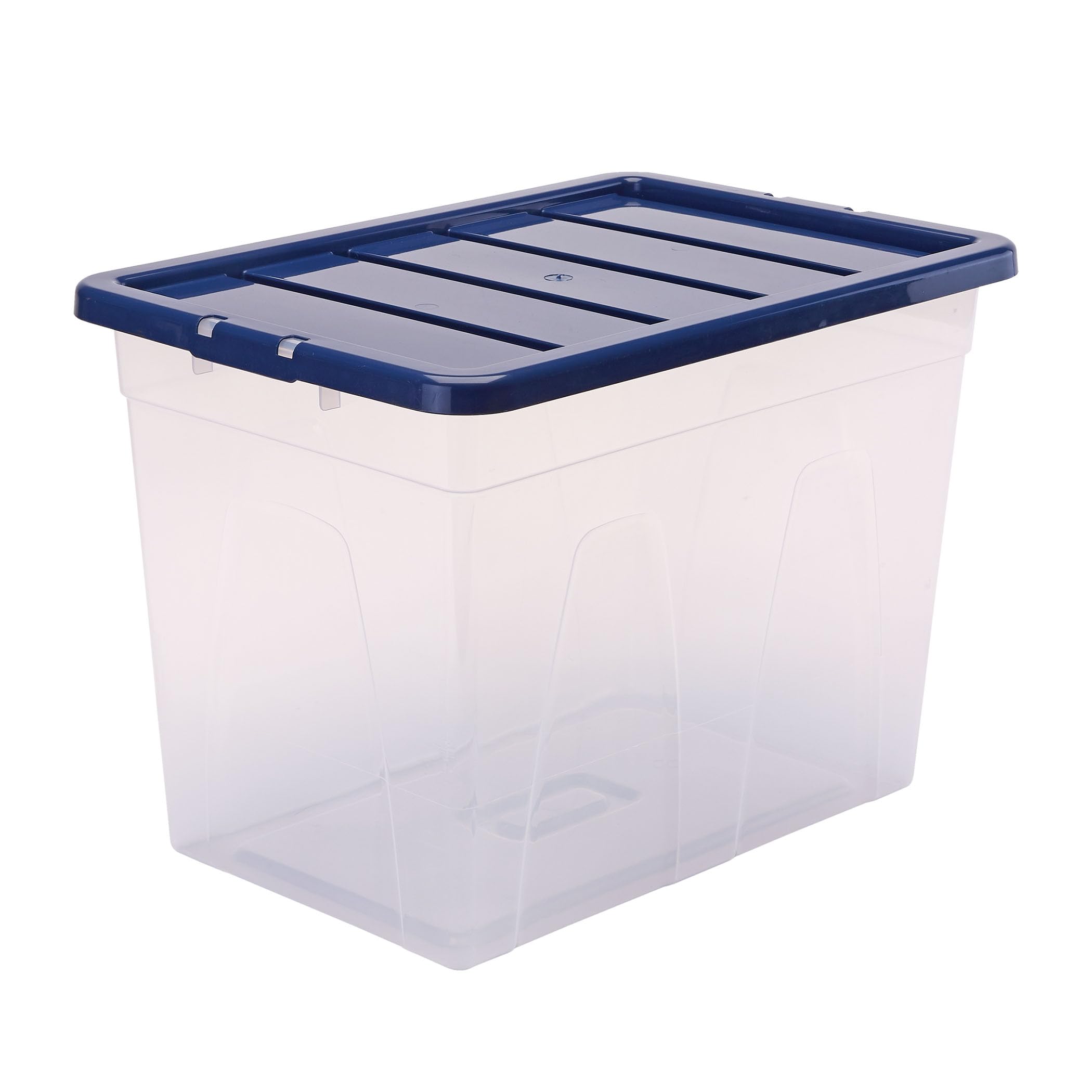 Bankers Box 64L scatole in plastica in confezione da 3, BPA-Free, con coperchi riciclati al 100%, impilabili, coperchio anti polvere, 41x38x56cm, ideali per organizzare la casa e l'ufficio