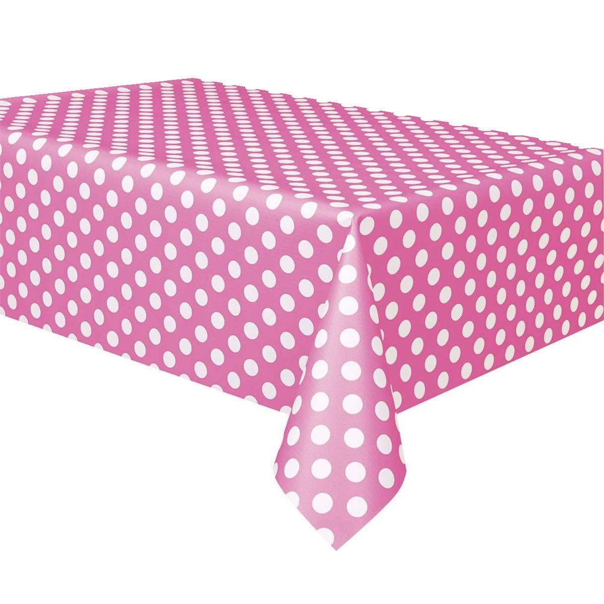 Royal7 1 Pack Hot Pink Polka Dot Plastic Rectangle Tablecloth 54"x108"………