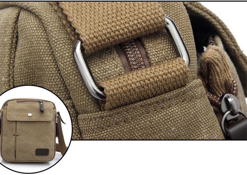 Sacoche Homme Sac Bandoulière en Toile Vintage Sac d'épaule Sac Pochette Loisirs Vacances Sacoche Besace Messenger Portable Multifonctionnel Sac Voyage Randonnée Sport Travail Scolaire