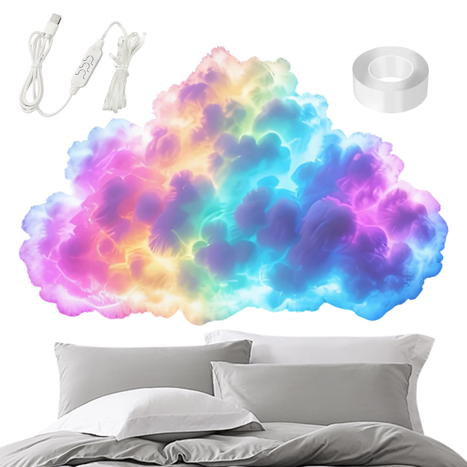 fbgnfihi DIYs Thundercloud LED Light, 3D Multicolor Thunder Cloud Light, Music Syncs Thundercloud Wall Lamp USB Powered, Adjustable Thunder Cloud Night Atmosphere Lights, for Bedroom & Gaming Room