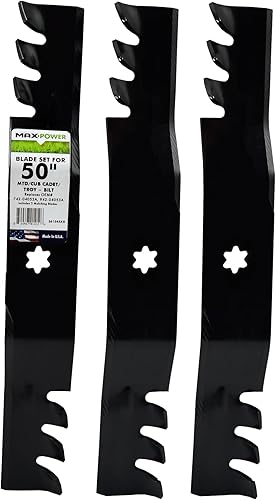 MaxPower 561545XB Juego de mantillo comercial de 3 cuchillas para muchos 50 "Cut MTD, Cub Cadet, reemplaza al OEM no. 742-04053, 942-04053, negro