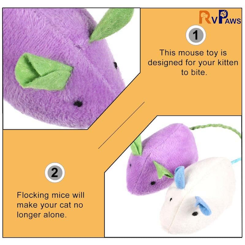Image of Woofy 2 pcs Plush Mouse Cats Rattling Mice Amusement Toys Catnip Mice Toys Cat Mice Toys Kitten Stuffed Animal Toy Cat Catching Toy Mouse - Color May Vary