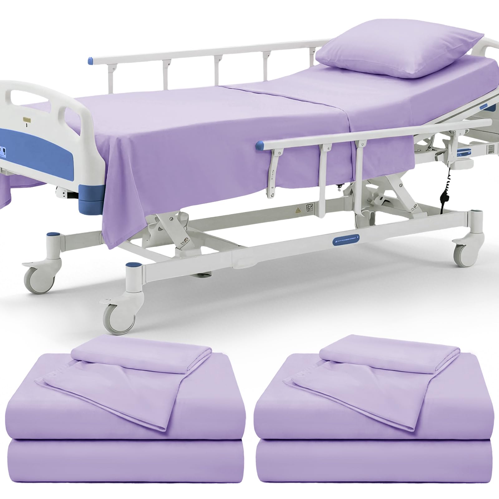 P Pothuiny Hospital Bed Sheet Set - White Microfiber -11