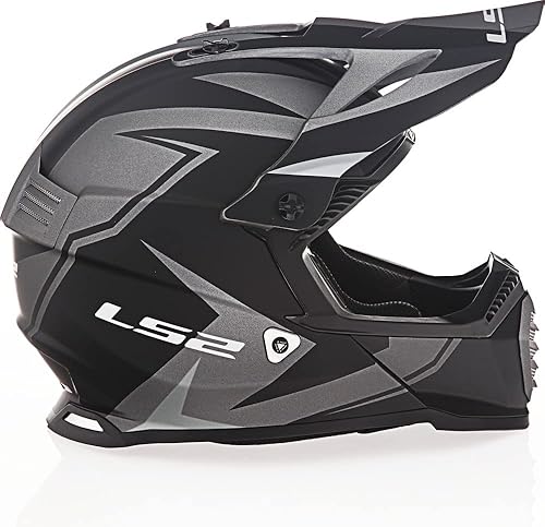 Miniatura 6 de LS2 Gate TwoFace - Casco de motocicleta todoterreno para adultos, color gris matenegro, talla 2XL