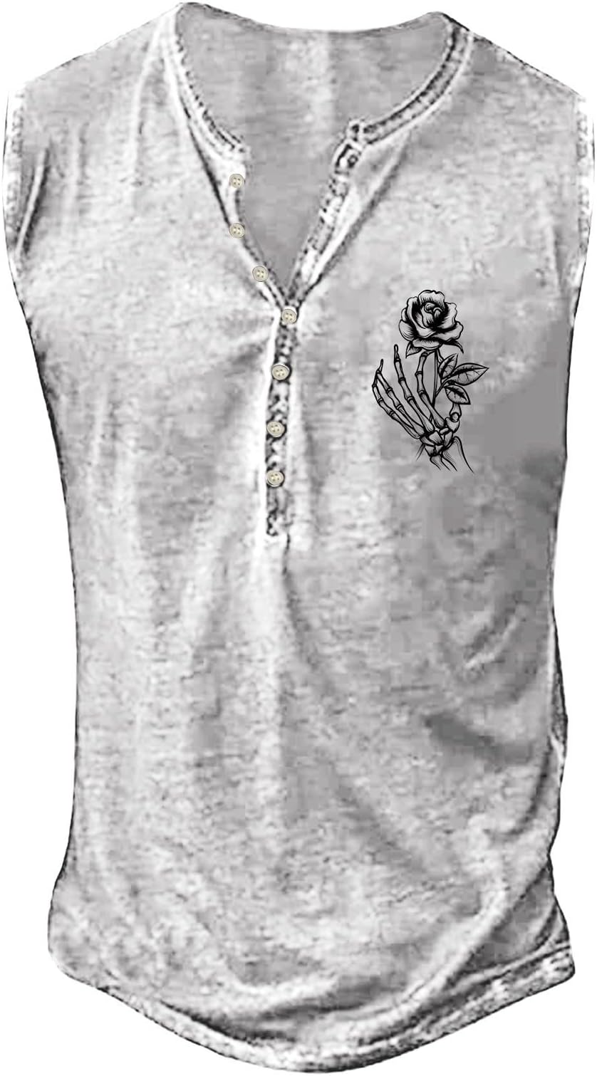 Tank Top Men's Summer Surfing Tank Top Beach Print Vests V Neck Sports Vest Sleeveless Vest Vintage T-Shirt Fashionable Streetwear Cotton Breathable Tank Tops