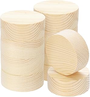 PH PandaHall 10pcs 2 inch Wooden Blocks for Crafts Round Natural Wood Discs Unfinished Wooden Plaques 20mm Thick for Crafts Wood Circles for DIY Home Decor Christmas Tree Thanksgiving Decor