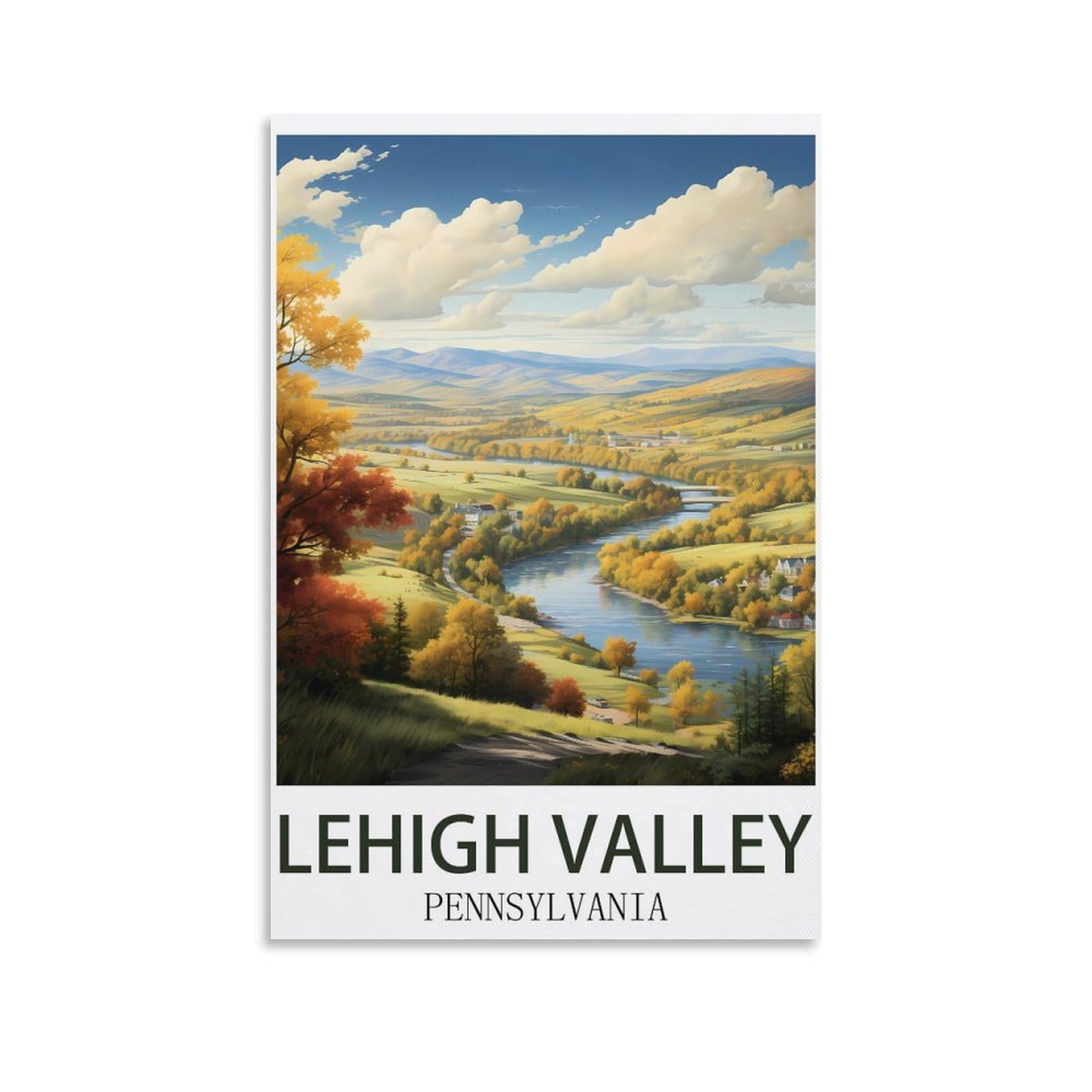 EZMLFA 5D Diamond Art Kits Adults,Lehigh Valley Pennsylvanias,Gem Art,Crystal Kits Round Drill for Home Wall Decor Gifts,Women,Men 40x50cm