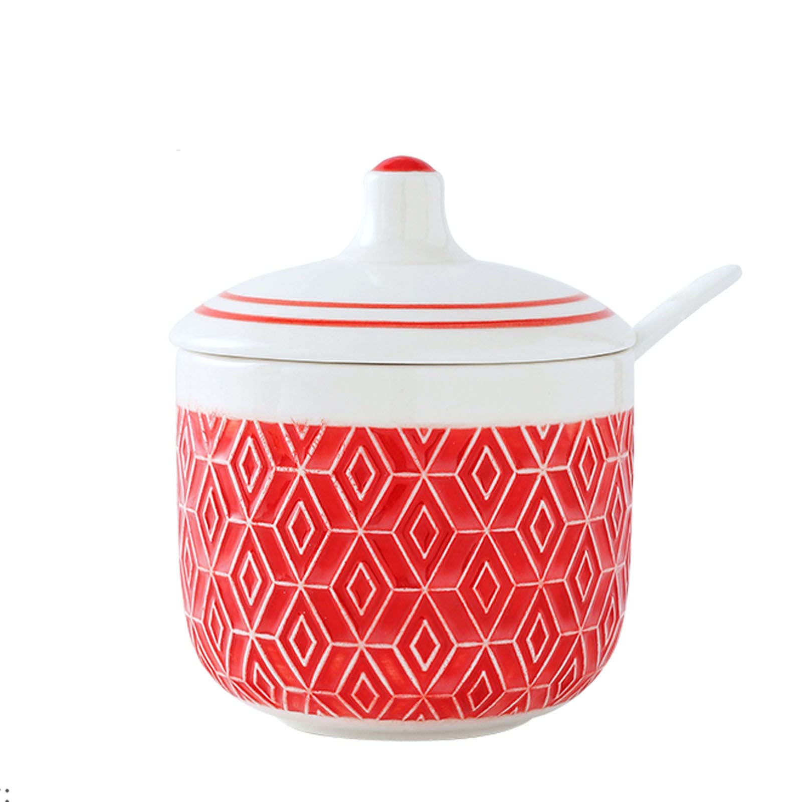 Taza de azúcar Azucarero de cerámica,Azucarero de cerámica con tapa,Azucarero azul con tapa,Tarro de almacenamiento de azúcar,Tarro de especias for recipiente de azúcar,Bote de condimento for salero d