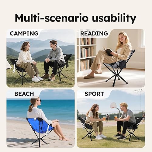 Miniatura 4 de Silla plegable ligera para campamento diseño compacto y portátil, silla plegable de fácil instalación para senderismo, playa, camping y relajación