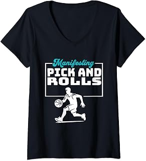 Womens Manifesting Basketball Pick and Rolls V-Neck T-Shirt