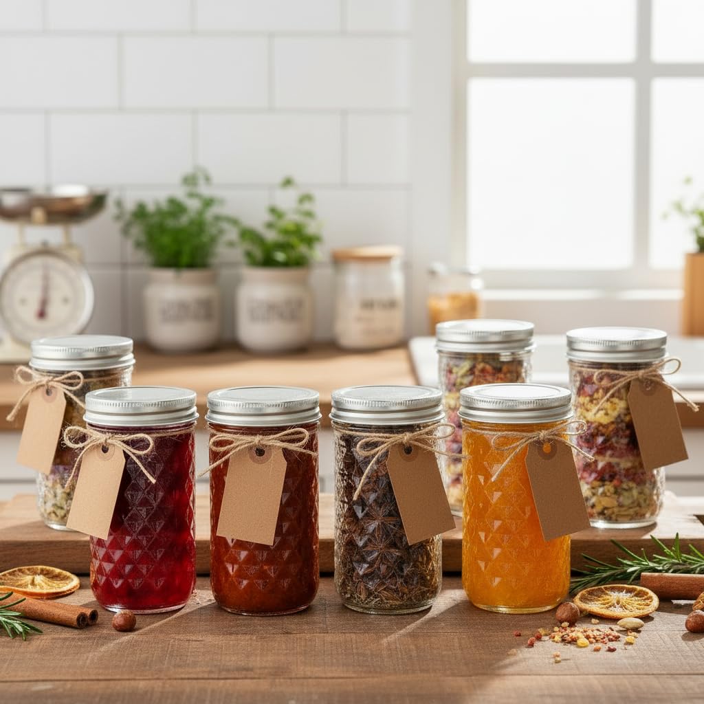 GINOYA BROTHERS - Tarro de vidrio y recipiente con tapa de metal hermética, comestibles, frutas secas, tarros de almacenamiento de especias