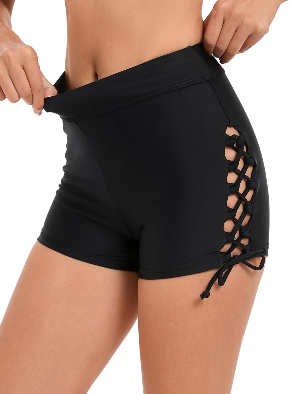 Women High Waisted Swim Shorts Tie Adjustable Bathing Suit Bottoms Tankini Swimsuit Bikini Board Shorts - Image 4