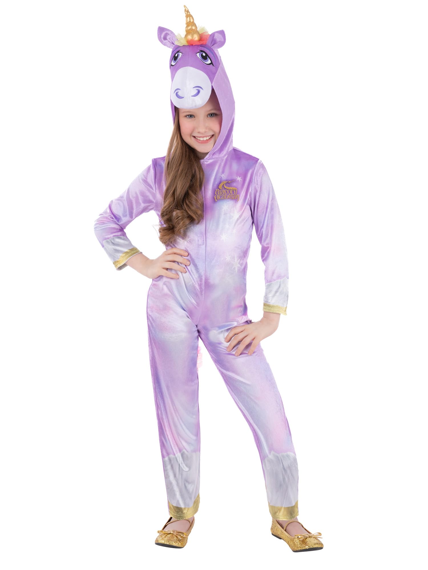 Unicorn Academy Wildstar Unicorn Costume for Kids, Official Licensed Magical Unicorn Academy Outfit Purple Character Onesie Hooded, Girls Fantasy Fancy Dress Birthdays, Roleplay, Halloween Age 4-6 — image 1