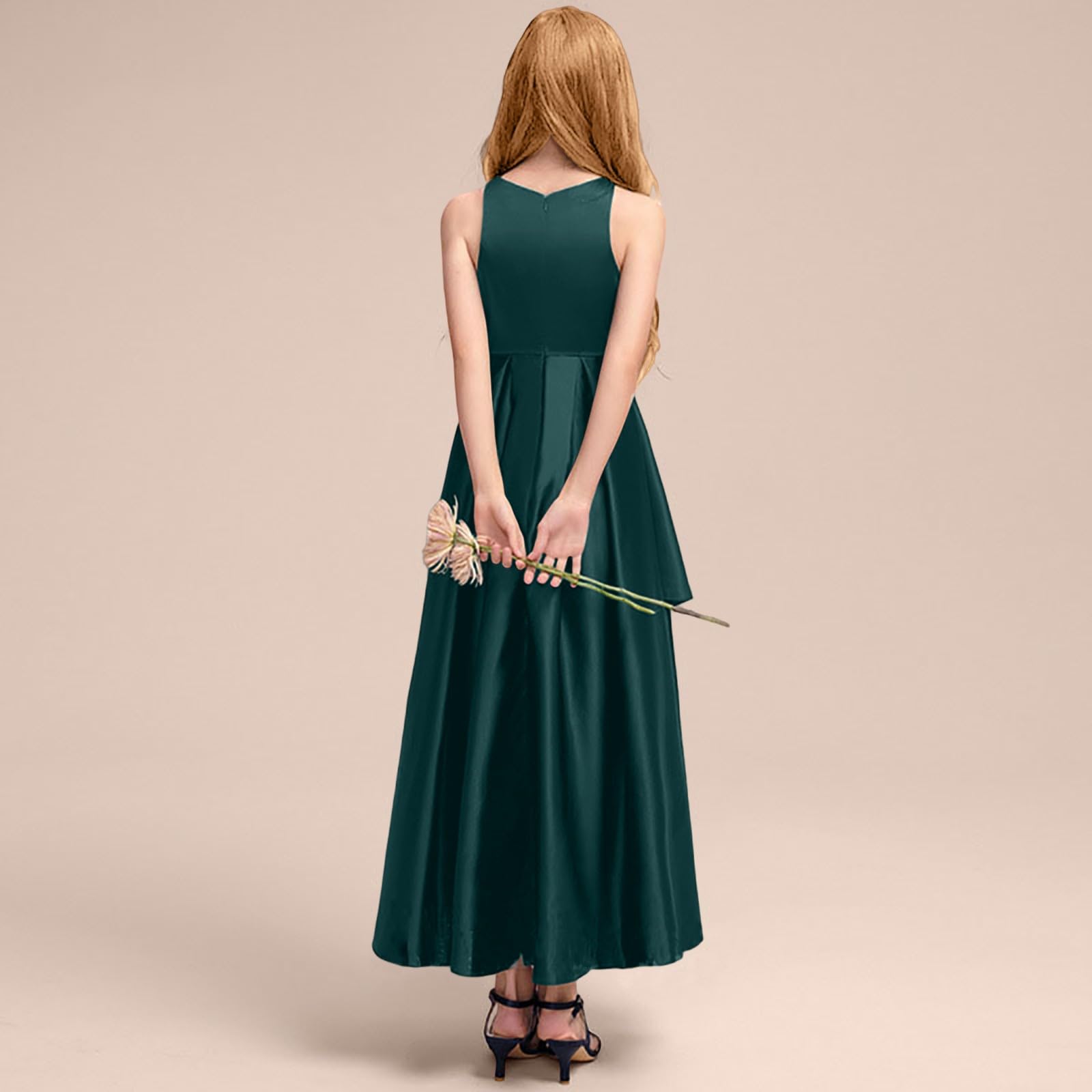 Generisch Vestido de noche para niña, vestido de fiesta para conciertos, desfiles, elegante, sin mangas, para niños pequeños a adolescentes