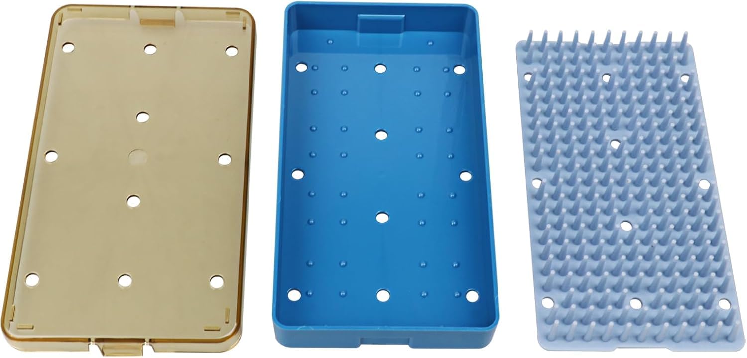 L/M/S Caja de almacenamiento de instrumentos autoclavable para instrumentos con bandeja de esterilización con alfombrilla de silicona (L)