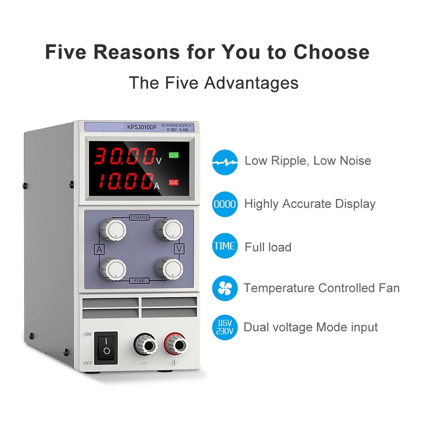 Fuente de alimentación conmutada, Fuente de alimentación CC de Laboratorio, regulador de Voltaje Regulable, estabilizador, conmutación, Fuente de Banco Variable, 30v, 10a CA(3 Digits 30V 10A)