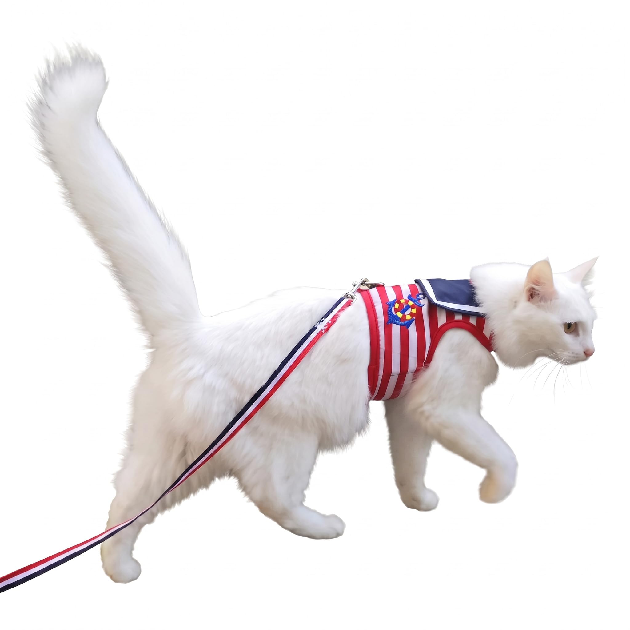 Cat Harness and Leash Set Escape Proof, Sailor Suit Red, Small