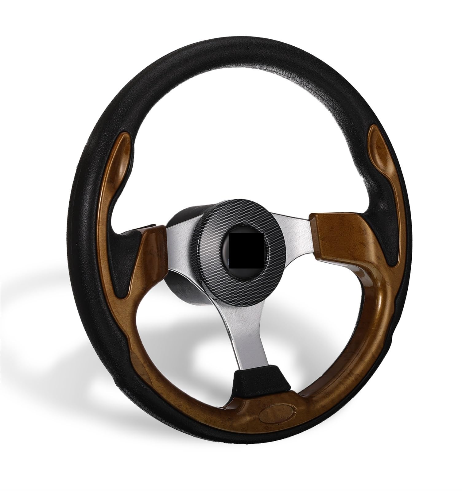 Windzerdong Boat Steering Wheel Alloy 3 Spokes Non-directional PU Foam Grip Anti-rust Helm Accessories Hardware with Center Cap(Red)