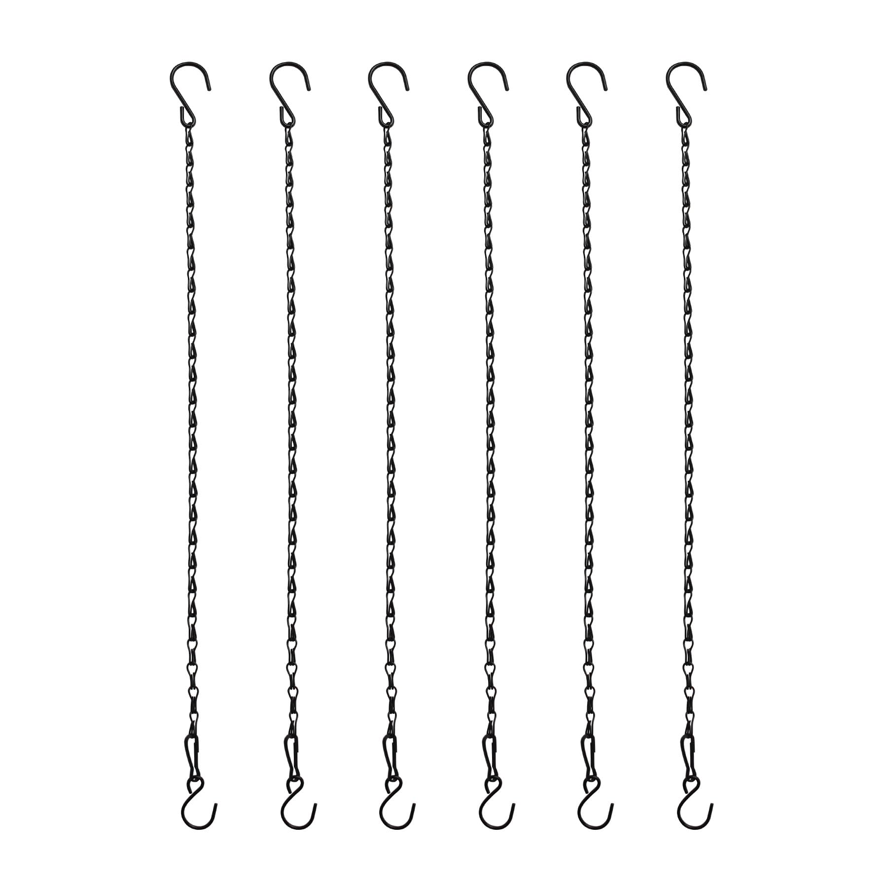 Sersberg Chain for Hanging Plants,21 Inch Black Hanging Chain, Small Hanging Basket Chain Kits with Hooks for Bird Feeder Hanging Basket Extender Porch Wind Chime (Black, 21 Inch-6PCS)