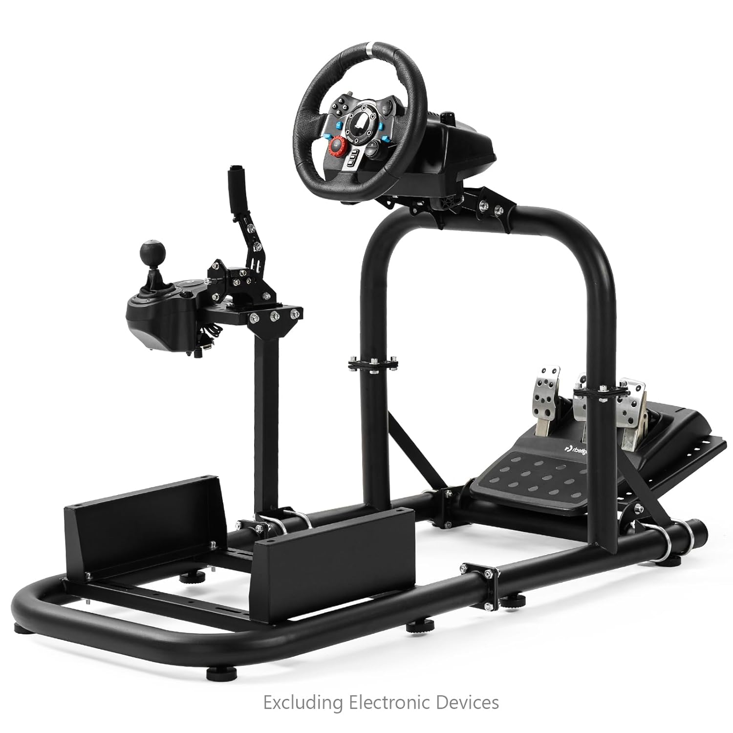 Supllueer Racing Simulator Cockpit Upright Stable fit for Logitech,Thrustmaster,Fanatec, G27 G29 G920 G923 T300RS F458 T500R, 50mm Round Tube Racing Wheel Stand without Wheel Pedal Shifter Seat