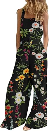 Duohropke Damen Overall Sommer - ärmellose Latzhose Aus Baumwolle Mit Taschen