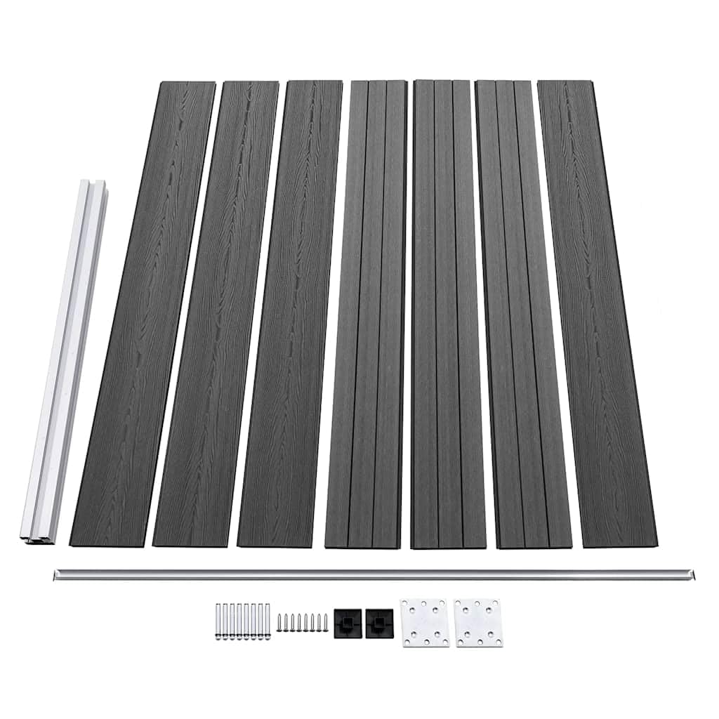 Set Recinzione da Giardino WPC Modulare 699x146 cm Nero 5 Pali