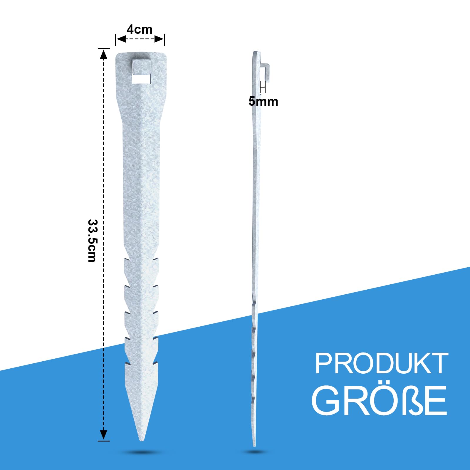 JYioug 30X Bodenanker für Wildzaun – Zaunanker zur Befestigung von Knotengeflecht – Erdnägel 33 cm lang aus verzinkt für stabilen Halt von Wild-Zaun und Weidezäunen (30 Stück)