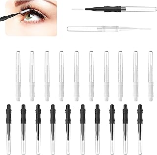 20Pcs Micro Eyebrow Brush With Cap,Eyebrow Spoolie Brush Micro Eyebrow Lamination Brush 2 Size Brow Lamination Brush Micro Eyebrow Brush for Lamination Eyelash Lift Extensions Brow Clean(White,Black)