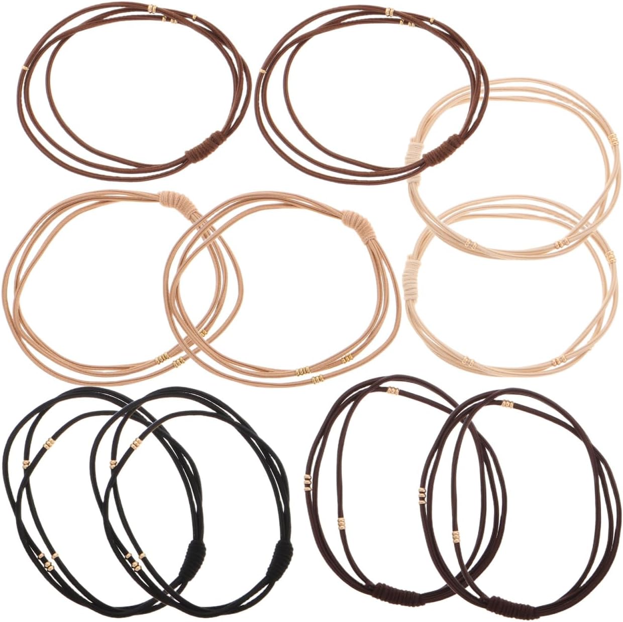 10Pcs Beaded Hair Ties for Women High Elasticity Triple Layer Ponytail Bands with Fashionable Beads No Damage Hair Accessories Elegant