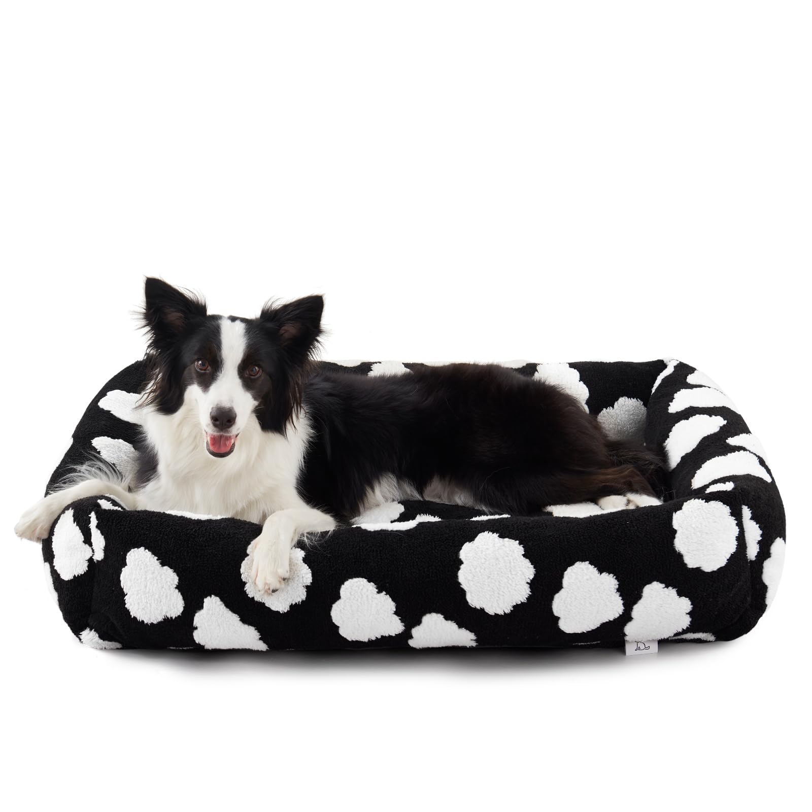 JOEJOY Dog Bed Medium Size Dogs, Washable Dog Beds Medium Sized with Removable Cover, Cute Soft Calming Orthopedic Puppy Pet Bed with Jacquard Shaggy Plush & Non Skid Bottom