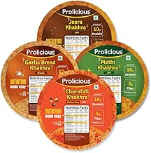 Prolicious High Protein & High Fiber Khakhra Combo | No Maida | No Palm Oil | Natural Protein | Plant Based (170 grams each, Pack of 4)