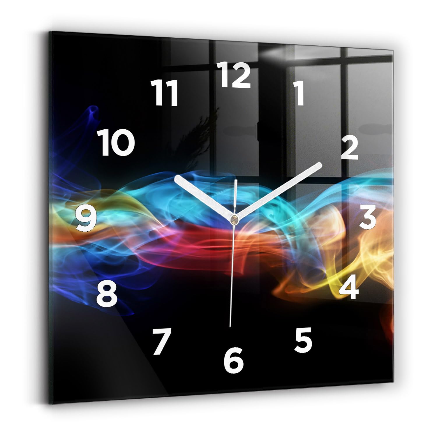 Horloge murale moderne au design d'abstraction à lignes colorées pour salon et bureau