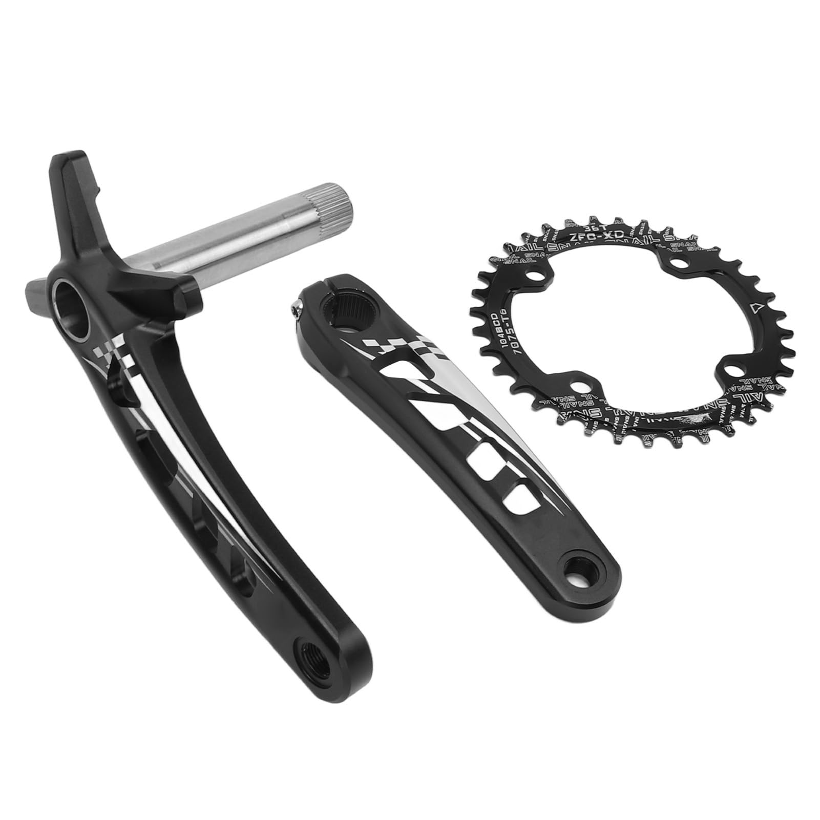 POENVFPO Mechanizm Korbowy Rowerowy Ze Stopu Aluminium, Pusta, Zintegrowana Korba 36T, Pojedyncza Tarcza, do Rowerów Górskich 8 9 10 11 12-biegowych Rowerzystów z Suportem i Zestawem śrub