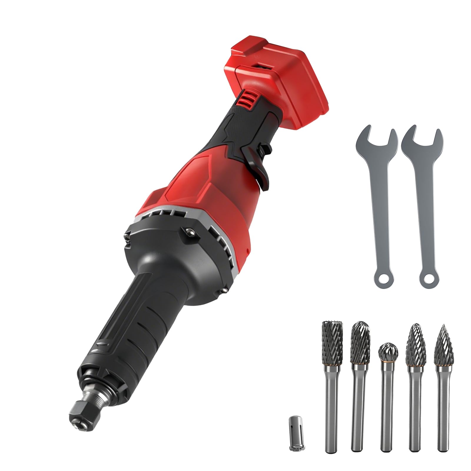 Meuleuse droite sans fil compatible avec batterie Milwaukee 18 V, 24 000 tr/min sans balais avec perceuse de 6 mm pour meulage, polissage, ébavurage (outil uniquement)