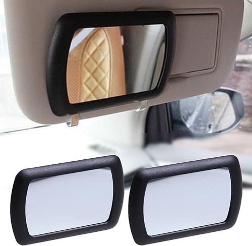 ZYNQACC - Espejo para visera de automóvil, paquete de 2 unidades, espejo de tocador de maquillaje para automóvil, con clip, retrovisor, sombreado