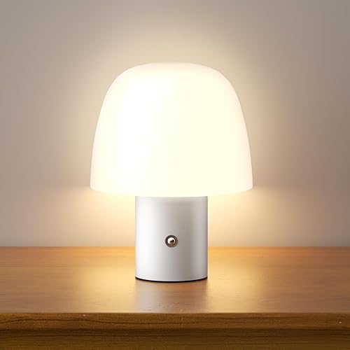 Lámpara de mesa LED portátil, lámpara de escritorio inalámbrica recargable, luz nocturna de atenuación continua táctil de 3 colores para dormitorio,