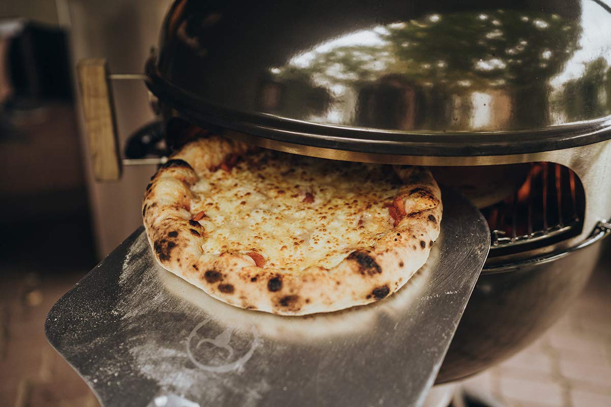 MOESTA-BBQ 10039 Pizzaschieber No. 1, 66cm Aluminium-Pizzaschaufel mit Holzgriff für Pizzabacken wie beim Italiener