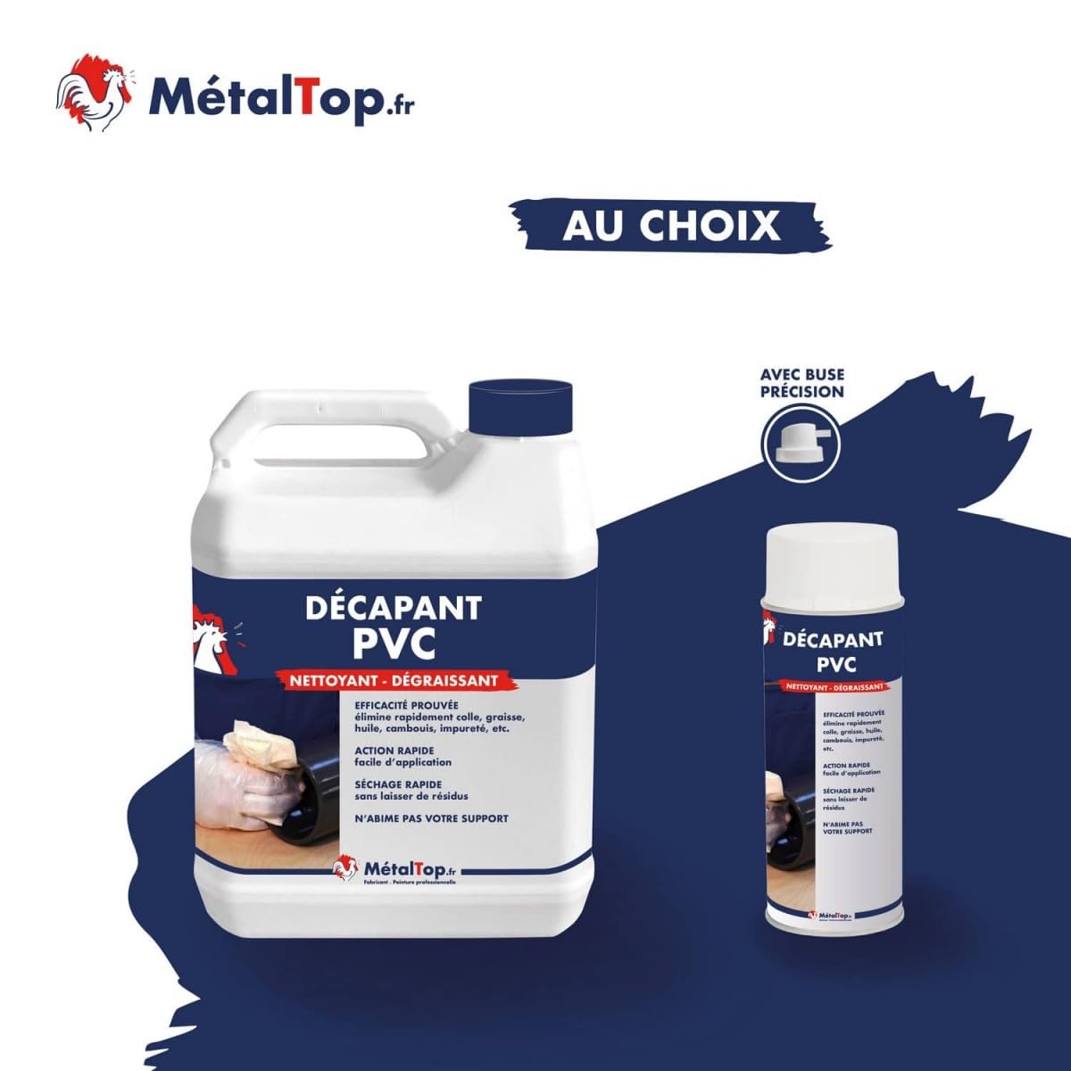 Metaltop - Decapant Pvc - 1 L - Nettoie, prépare et décape efficacement le PVC rigide