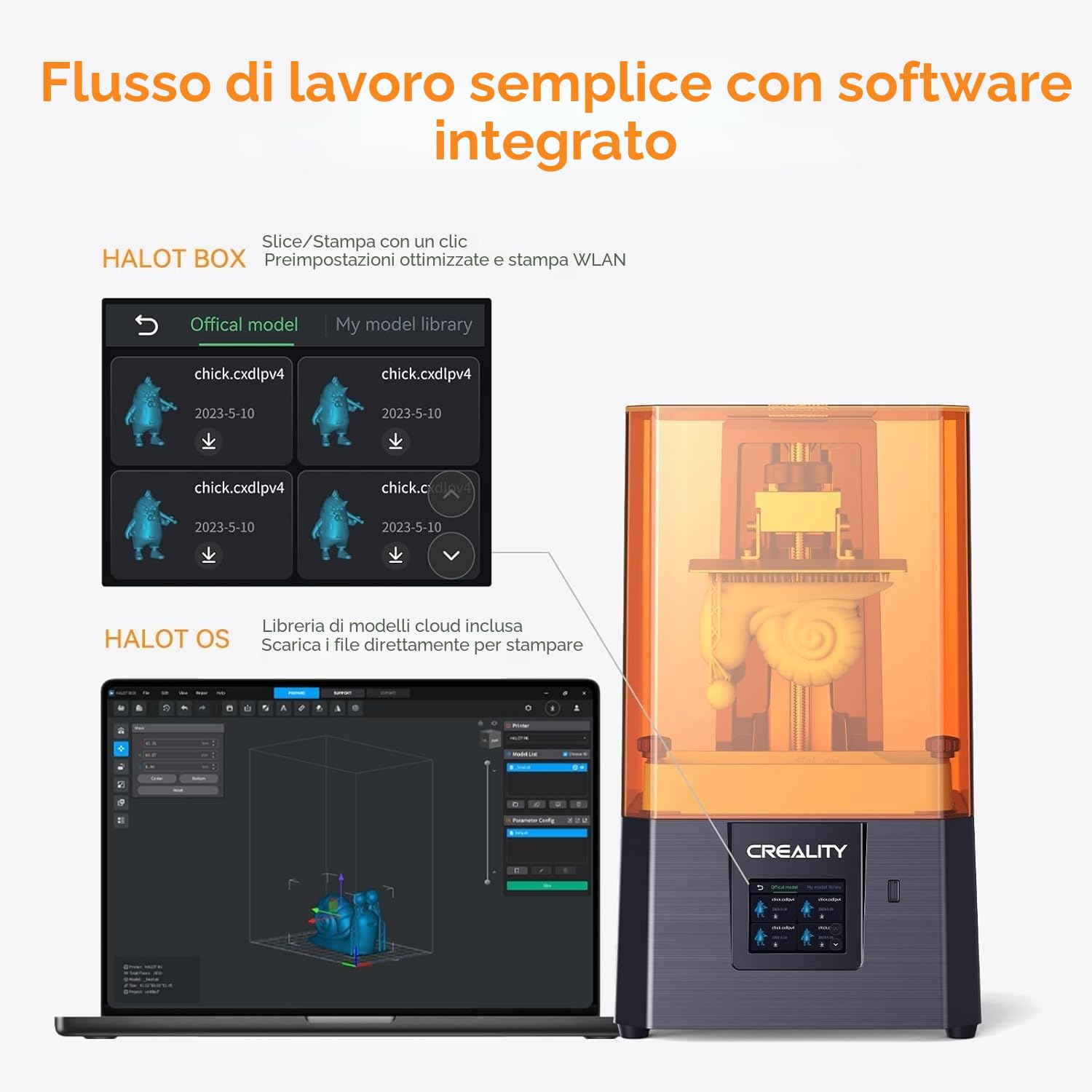 Creality HALOT R6 Stampante 3D a Resina, Schermo Monocromatico LCD, Sorgente Luminosa Aggiornata con Stampa ad Alta Precisione, Stampanti 3D a Resina Progettate per i Principianti