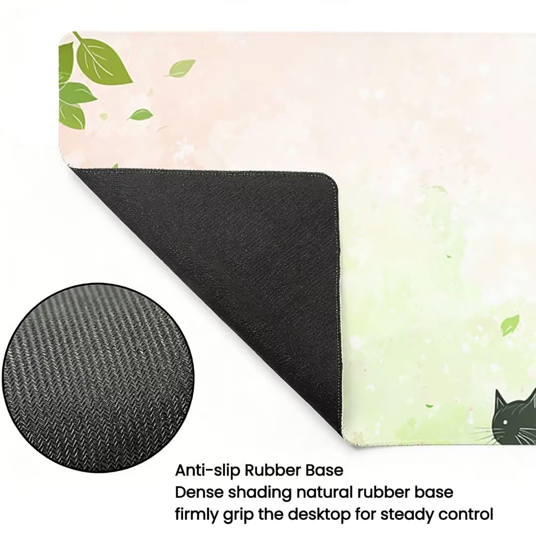 Podkładka pod mysz XXL Cat - 1400x600x3mm - Duża mata na biurko z przeszytymi krawędziami Wodoodporna antypoślizgowa do komputera, laptopa poprawia precyzję i szybkość. -36718