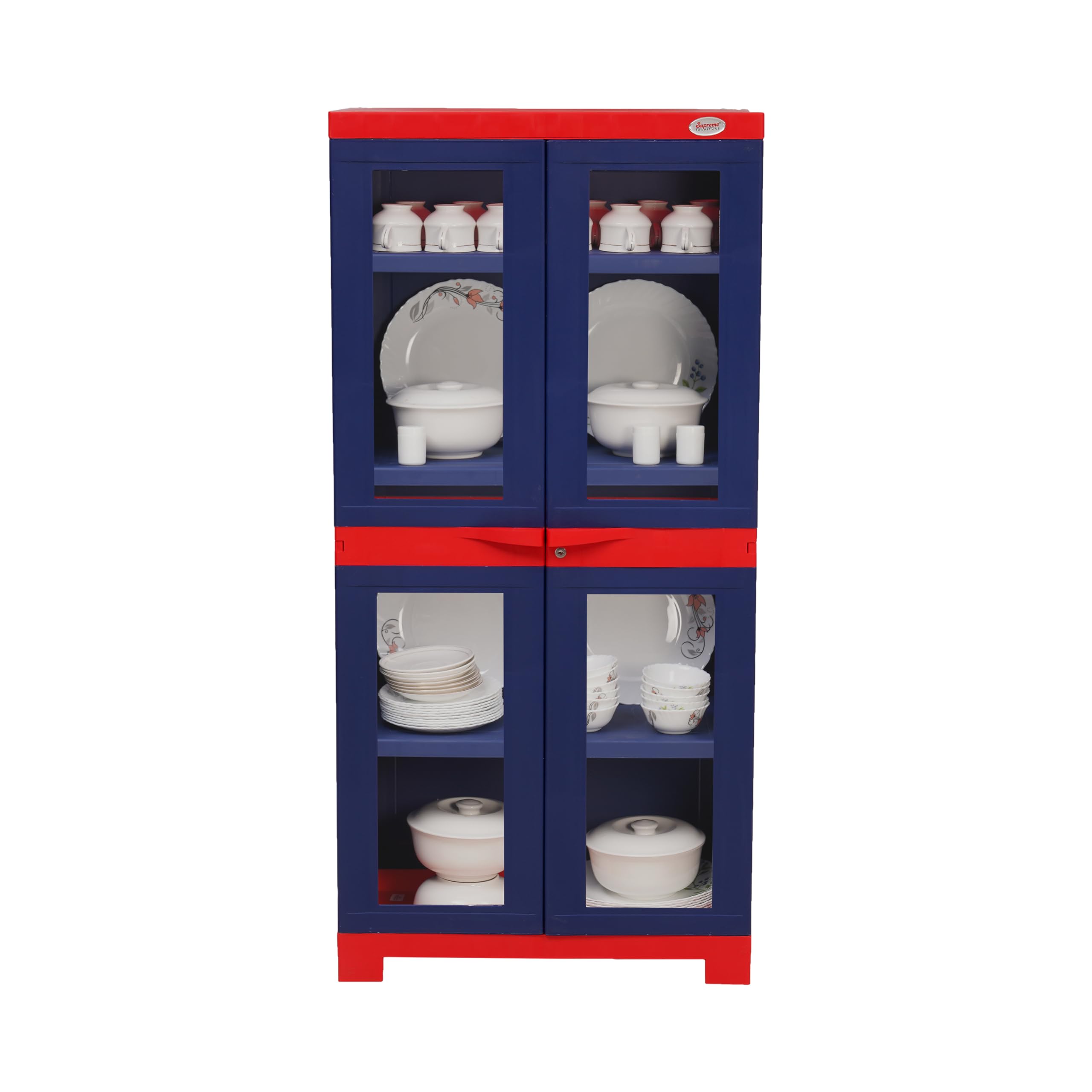 Supreme Furniture Fusion 02 FG Multipurpose Waterproof Cabinet. Made with 100% Virgin Plastic Cabinet with Multipurpose with See-Thru Glass Panel. (Do It Yourself) (Blue)-picture-34