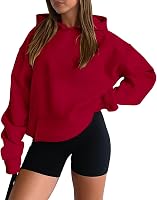 onlypuff Women's Oversized Drop Shoulder Hoodie - Casual Pullover Sweatshirt with Kangaroo Pocket & Long Sleeves