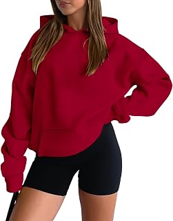 onlypuff Women's Oversized Drop Shoulder Hoodie - Casual Pullover Sweatshirt with Kangaroo Pocket & Long Sleeves