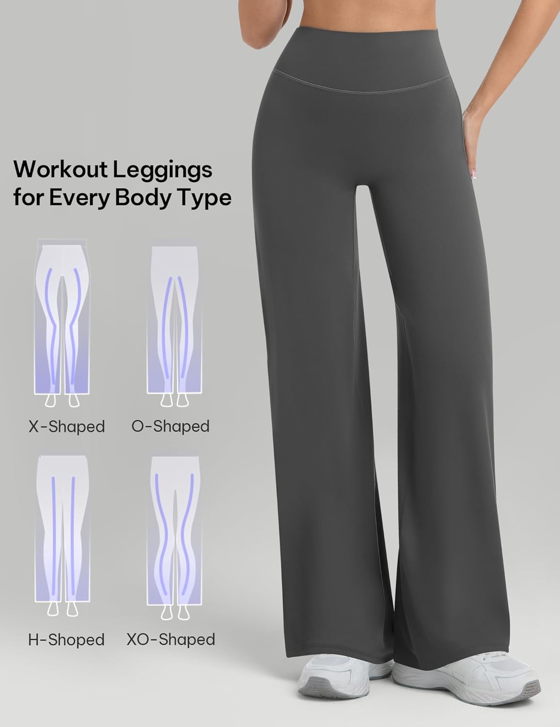 AVAMO Workout Leggings for Women Straight Leg Leggings No Front Seam High Waist Wide Leg Leggings Butt Lifting Yoga Gym